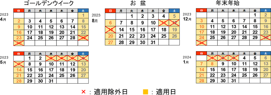 2023年度の休日割引適用除外日