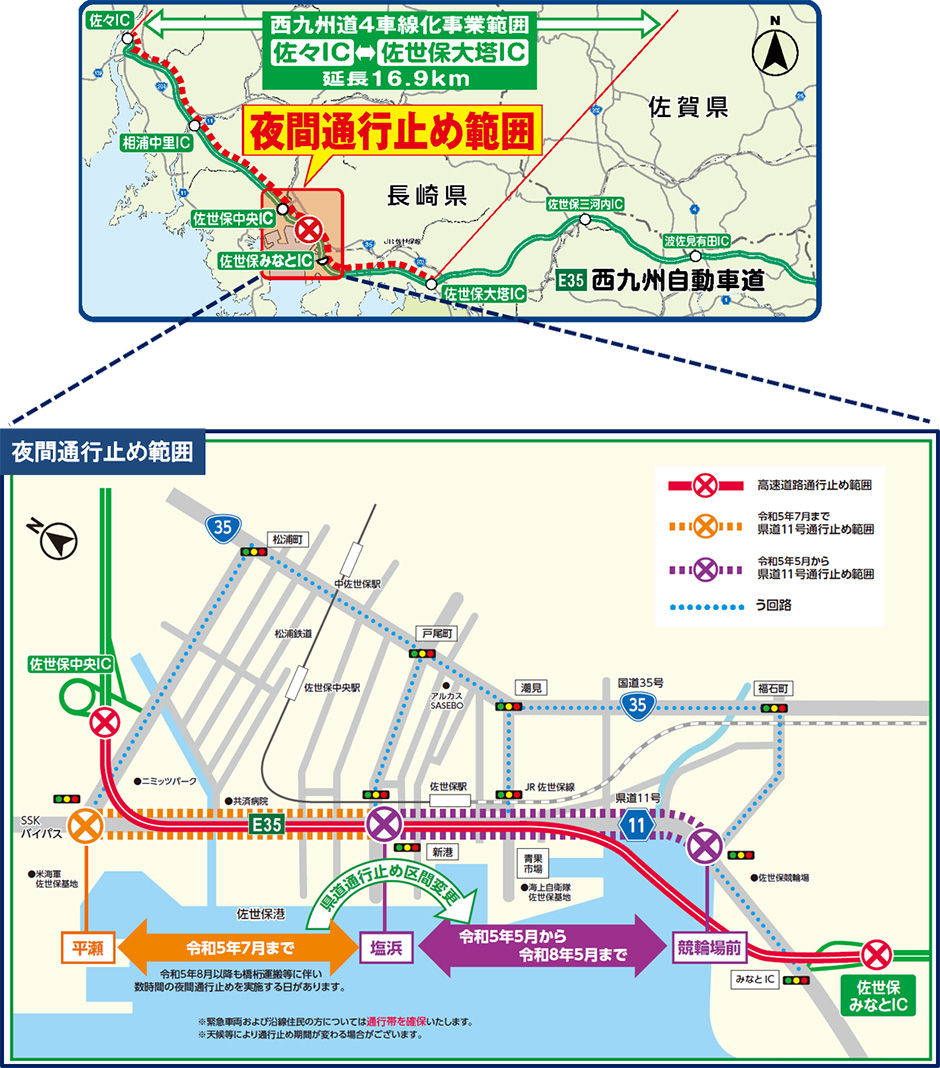 夜間通行止め位置図